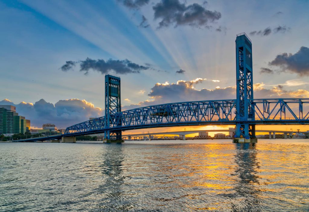 JACKSONVILLE, FL MAIN ST BRIDGE AT SUNSET Jacksonville Florida bridge