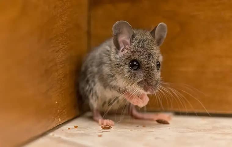 house mouse in a kitchen cabinet